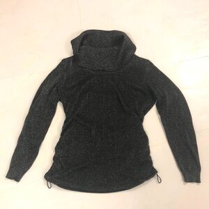 Michael Kors M Sweater Metallic Silver Cowl Neck Long Sleeve Toggles Rouchd side